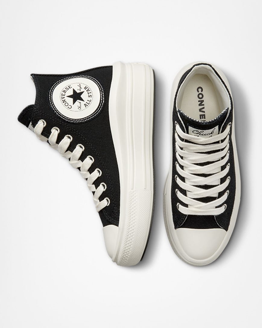 Dámské Boty Na Platformy Converse Chuck Taylor All Star Move Oversized Patch Vysoké Černé Béžový Bílé | CZ FDGX05